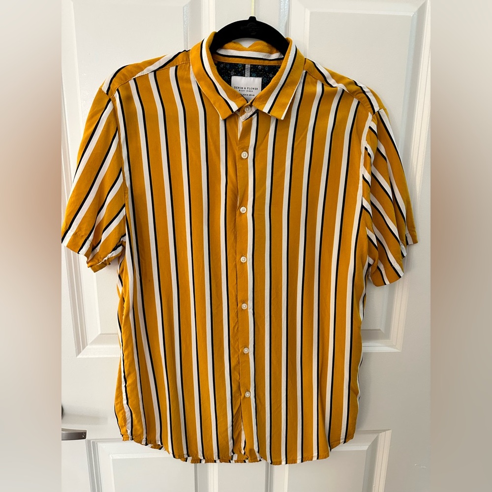 Yellow & White strip button down. Size M.
